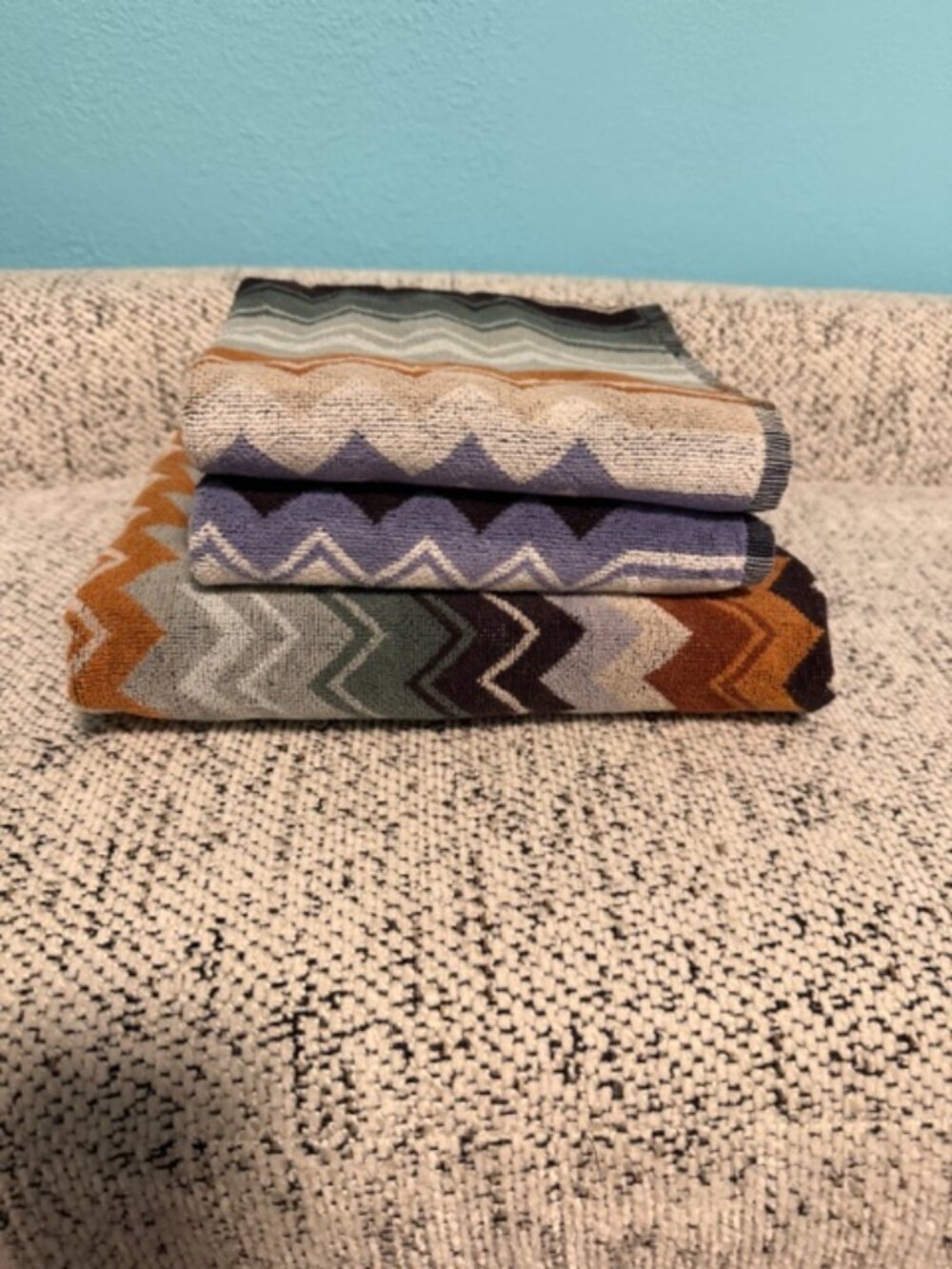 Missoni Home Zigzag Towel Set – 1 Bath + 2 Hand Towels – Velour/Terry